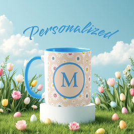 Caneca Monograma Colorido Smiling Daisy personalizado