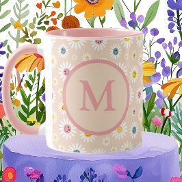 Caneca Monograma Colorido Smiling Daisy personalizado