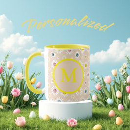 Caneca Monograma Colorido Smiling Daisy personalizado