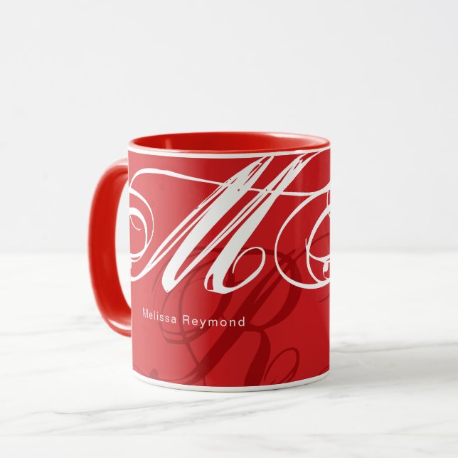 Caneca Monograma com cores vermelho-vermelho superdimensi (Frente Esquerda)
