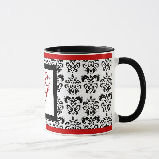 Caneca MONOGRAMA DAMASK, vermelho (Direita)