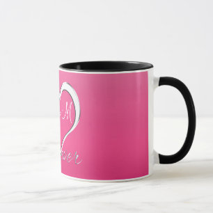 Caneca Monograma das iniciais do coração do casal