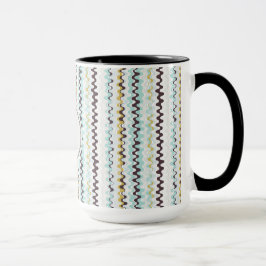 Caneca Monograma de abstrato do padrão de turquesa colori