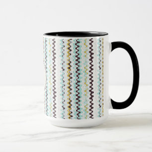 Caneca Monograma de abstrato do padrão de turquesa colori
