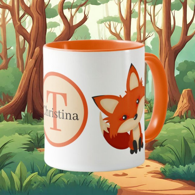 Caneca monograma de adição de raposa (Criador carregado)