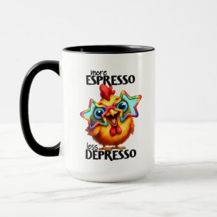 Caneca Monograma de arte de café com galo engraçado