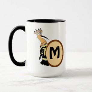 Caneca Monograma de Ave Whimsical Hoopoe