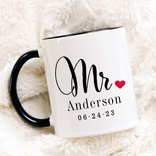 Caneca Monograma de Casamento Personalizado do Coração El (Criador carregado)