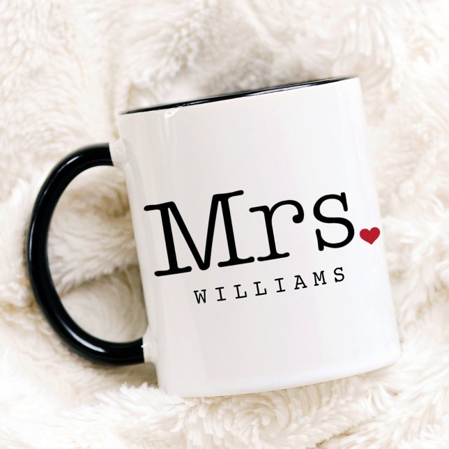 Caneca Monograma de casamento personalizado vintage preto (Criador carregado)