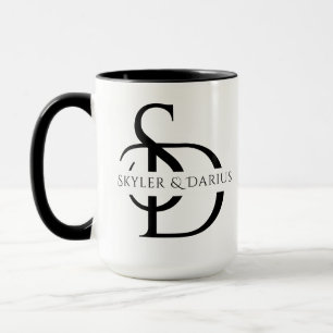 Caneca Monograma de Casamento Simples Personalizado com N