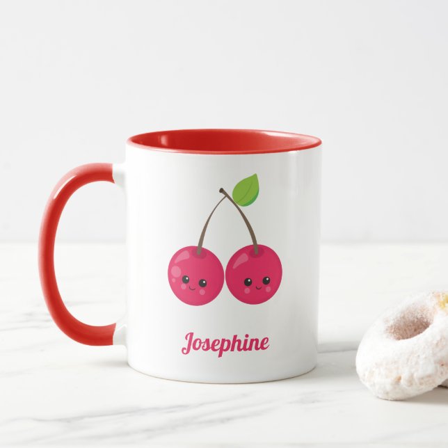 Caneca Monograma de Cerejas Felizes (Com Donut)