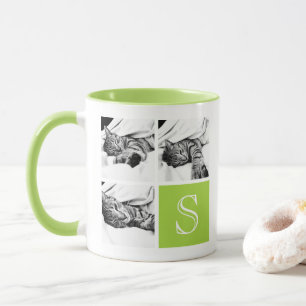 Caneca Monograma de Colagem de Fotos do Instagram Branco 