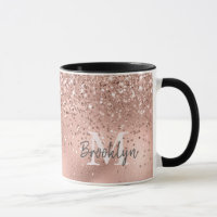 Monograma de Confetti com Glitter Dourado Rosa mod