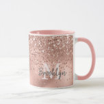 Caneca Monograma de Confetti com Glitter Dourado Rosa mod<br><div class="desc">Confiador de ouro, rosa, cinzento, moderno, e nome de folha de ouro rosa e caneca monograma. Esta design feminina apresenta a cor rosa pincelada, cor-de-rosa, cintilação brilhante, estrutura de confete em fundo de folha de ouro rosa-falso. Você pode personalizar com seu nome e inicial do monograma em um script de...</div>
