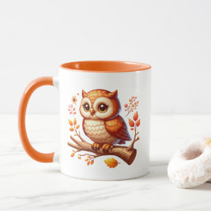 Caneca Monograma de coruja sazonal de outono fofo