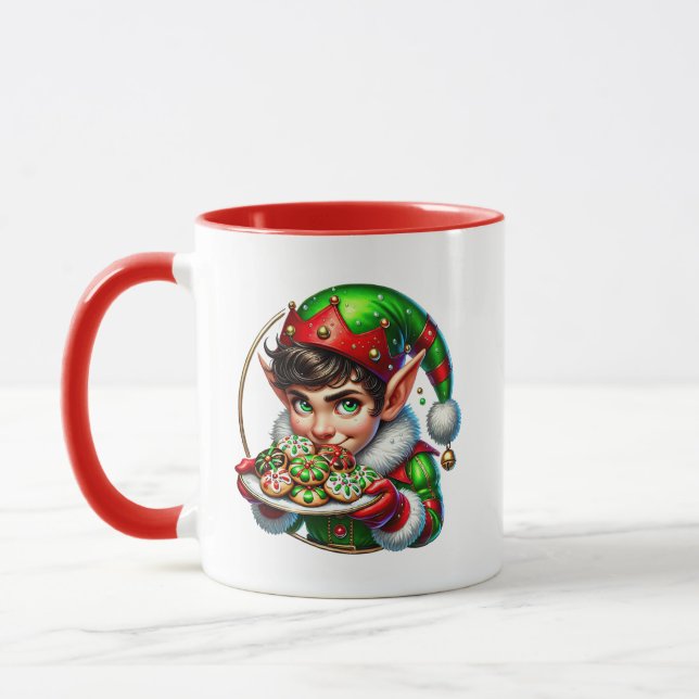 Caneca Monograma de elfo de Natal festivo (Esquerda)