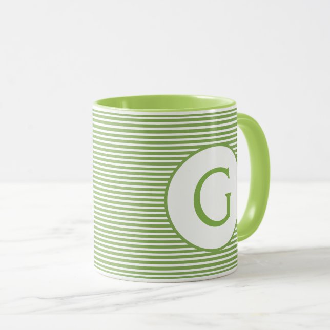Caneca Monograma de faixa de verde limão (Frente Esquerda)