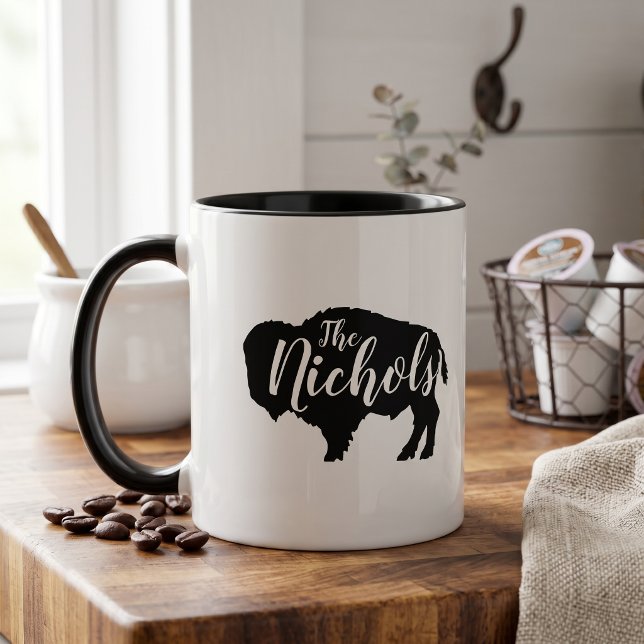 Caneca Monograma de Família Búfalo Rústico (Criador carregado)