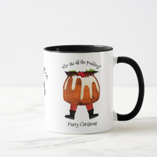 Caneca Monograma de Feliz Natal de Pudim Personalizado