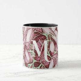 Caneca Monograma de Flor Vermelha e Branca 