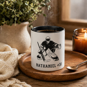 Caneca Monograma de Goleiro de Hóquei no Gelo 