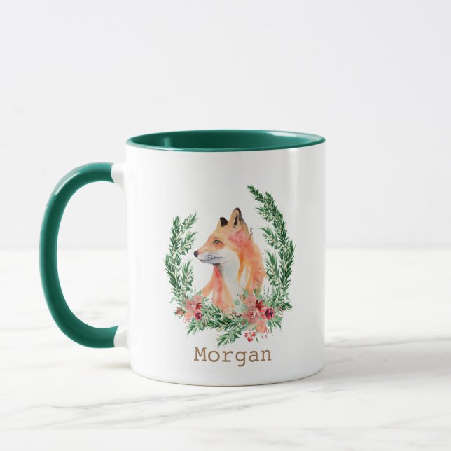 Caneca monograma de guirlanda perene de raposa mís (Esquerda)