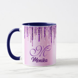 Caneca Monograma de Leitura de Unicórnio Púrpura, Cor-de-