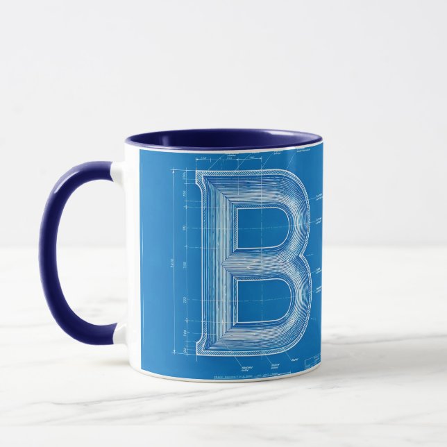 Caneca Monograma de Letra B em Projeto (Esquerda)