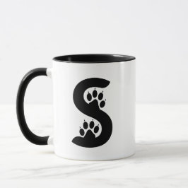 Caneca Monograma de letra S com pegadas de urso