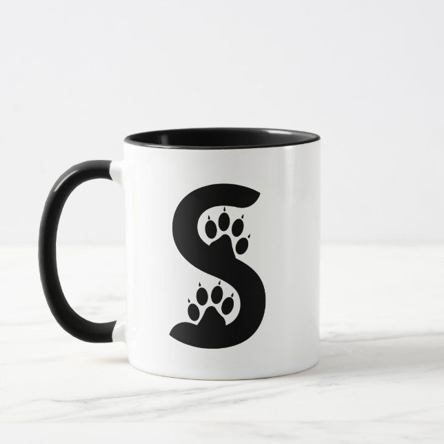 Caneca Monograma de letra S com pegadas de urso (Esquerda)