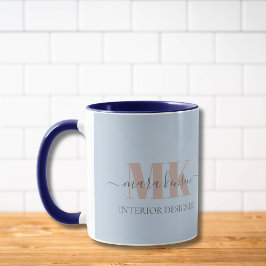 Caneca Monograma de Mousse Mocha Modert Azul Poeirento