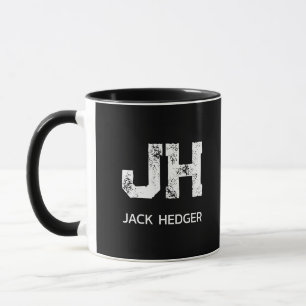 CANECA MONOGRAMA DE NOME DE DUAS LETRAS BRANCO MINIMALIST