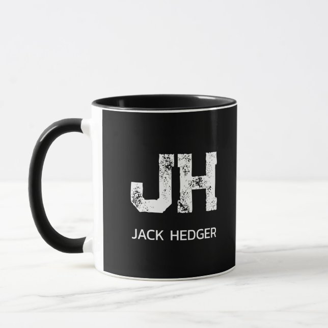 CANECA MONOGRAMA DE NOME DE DUAS LETRAS BRANCO MINIMALIST (Esquerda)