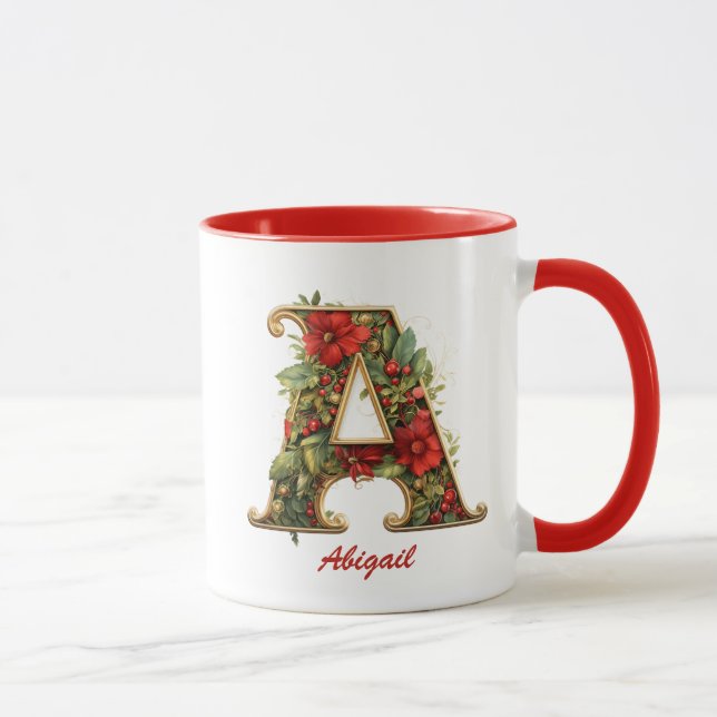 Caneca Monograma de Ornamentado Personalizado Um Dourado  (Direita)