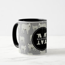 Monograma de padrão animal de ovelha e Fazenda de 