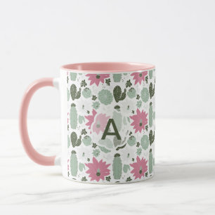 Caneca Monograma de Sucultura de Cactus Cute