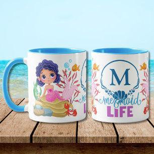 Caneca Monograma de Vida de Sereia Debaixo do Mar
