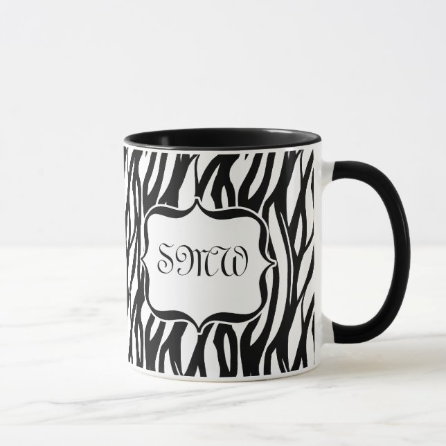 Caneca Monograma de Zebra Branca/Preta (Direita)