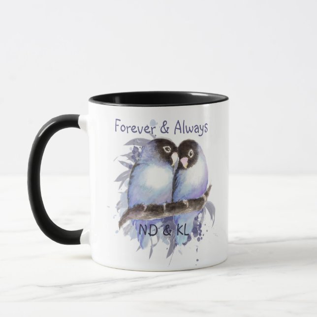 Caneca Monograma do Casal Noivado de Casamento das aves (Esquerda)