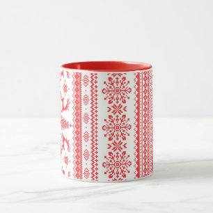 Caneca Monograma do padrão de isle vermelho de suor de Na