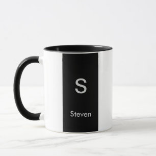 Caneca Monograma Dois Tom Preto Moderno e Branco
