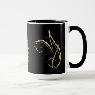Caneca Monograma dourado da inicial Y
