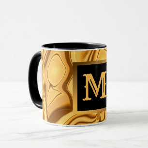 Caneca Monograma Dourado Elegante de luxo