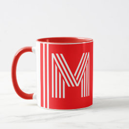 Caneca Monograma e Nome Moderno | Café cerâmico vermelho