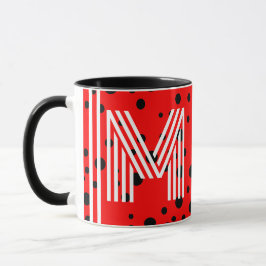 Caneca Monograma Elegante e Nome Moderno | Vermelho, café