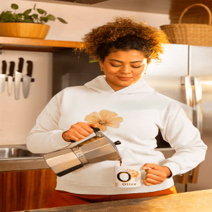 Caneca Monograma Floral Mug - Letra Elegante O - Nome da 