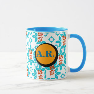 Caneca Monograma Floral Retro