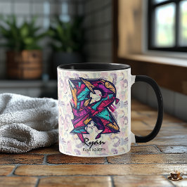 Caneca Monograma Geométrico Dinâmico - R para Ryan