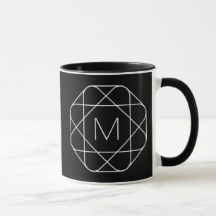 Caneca Monograma Geométrico Preto e Branco