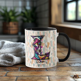 Caneca Monograma Geométrico Vibrante - L para Liam